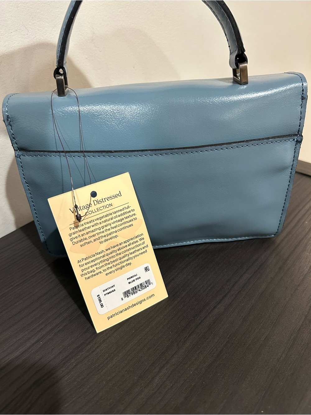 Patricia Nash Blue Fog Leather Porcili Satchel with Crossbody Strap- NWT - Picture 13 of 13